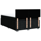 Box Spring Bed with Mattress Black Double Fabric - Low Angle