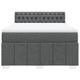 Box Spring Bed with Mattress Dark Grey Double Fabric - Rear View