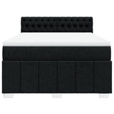 Box Spring Bed with Mattress Black Double Fabric - Rear View