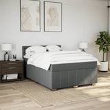 Box Spring Bed with Mattress Dark Grey Double Fabric - Top-Down View