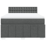 Box Spring Bed with Mattress Dark Grey Double Fabric - Rear View