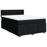 Box Spring Bed with Mattress Black Double Fabric - Side View