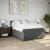 Box Spring Bed with Mattress Dark Grey Queen Fabric - Top-Down View