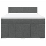 Box Spring Bed with Mattress Dark Grey Queen Fabric - Rear View