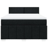 Box Spring Bed with Mattress Black Queen Fabric - Rear View