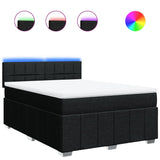 Box Spring Bed with Mattress Black Queen Fabric - Front View