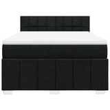 Box Spring Bed with Mattress Black Queen Fabric - Rear View