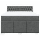 Box Spring Bed with Mattress Dark Grey Queen Fabric - Rear View