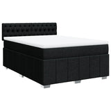 Box Spring Bed with Mattress Black Queen Fabric - Side View