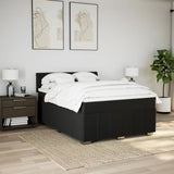 Box Spring Bed with Mattress Black Queen Fabric - Top-Down View