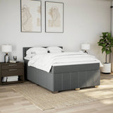 Box Spring Bed with Mattress Dark Grey Queen Fabric