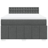 Box Spring Bed with Mattress Dark Grey Queen Fabric