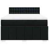 Box Spring Bed with Mattress Black Queen Fabric - Rear View