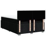 Box Spring Bed with Mattress Black Queen Fabric - Low Angle