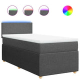 Box Spring Bed with Mattress Light Grey King Single Fabric - Front View
