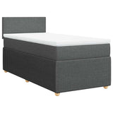 Box Spring Bed with Mattress Light Grey King Single Fabric - Side View
