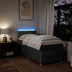 Box Spring Bed with Mattress Dark Grey King Single Fabric