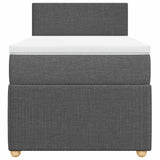 Box Spring Bed with Mattress Light Grey King Single Fabric