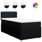 Box Spring Bed with Mattress Black King Single Fabric