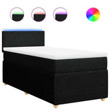 Box Spring Bed with Mattress Dark Grey King Single Fabric - Front View