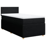 Box Spring Bed with Mattress Black King Single Fabric