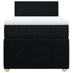 Box Spring Bed with Mattress Black King Single Fabric
