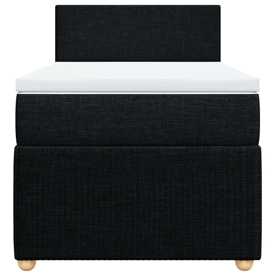 Box Spring Bed with Mattress Black King Single Fabric