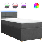 Box Spring Bed with Mattress Dark Grey King Single Fabric