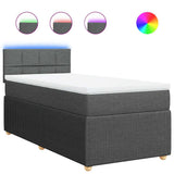 Box Spring Bed with Mattress Light Grey King Single Fabric - Front View