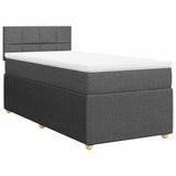 Box Spring Bed with Mattress Light Grey King Single Fabric - Side View