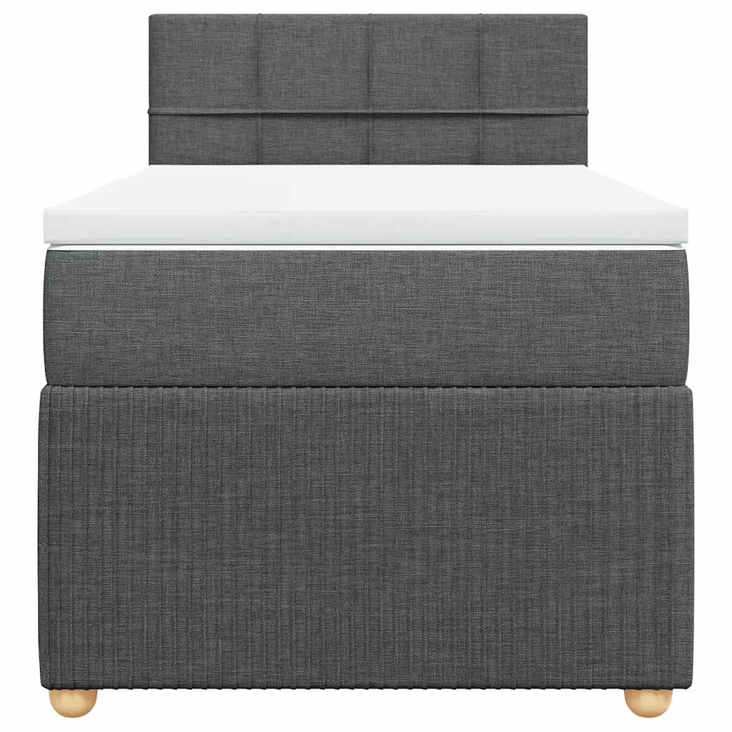 Box Spring Bed with Mattress Light Grey King Single Fabric
