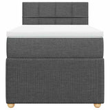 Box Spring Bed with Mattress Light Grey King Single Fabric