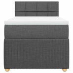 Box Spring Bed with Mattress Dark Grey King Single Fabric