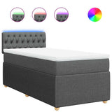 Box Spring Bed with Mattress Light Grey King Single Fabric - Front View