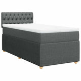 Box Spring Bed with Mattress Light Grey King Single Fabric - Side View