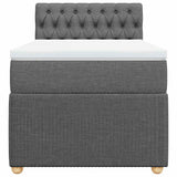 Box Spring Bed with Mattress Light Grey King Single Fabric - Rear View