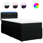 Box Spring Bed with Mattress Black King Single Fabric