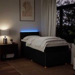 Box Spring Bed with Mattress Black King Single Fabric