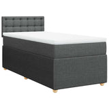 Box Spring Bed with Mattress Light Grey King Single Fabric - Side View