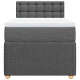 Box Spring Bed with Mattress Light Grey King Single Fabric - Rear View