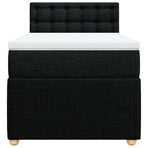 Box Spring Bed with Mattress Black King Single Fabric