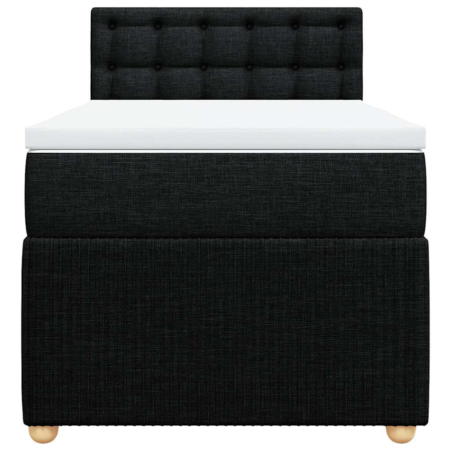 Box Spring Bed with Mattress Black King Single Fabric