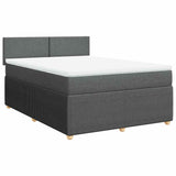 Box Spring Bed with Mattress Light Grey Double Fabric - Side View