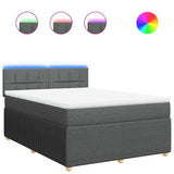Box Spring Bed with Mattress Light Grey Double Fabric - Front View