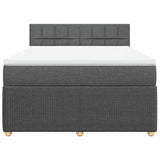 Box Spring Bed with Mattress Light Grey Double Fabric - Rear View