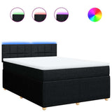 Box Spring Bed with Mattress Dark Grey Double Fabric - Front View