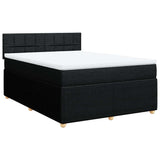 Box Spring Bed with Mattress Dark Grey Double Fabric - Side View