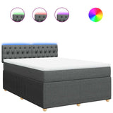 Box Spring Bed with Mattress Light Grey Double Fabric - Front View