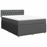 Box Spring Bed with Mattress Light Grey Double Fabric - Side View
