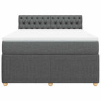 Box Spring Bed with Mattress Dark Grey Double Fabric